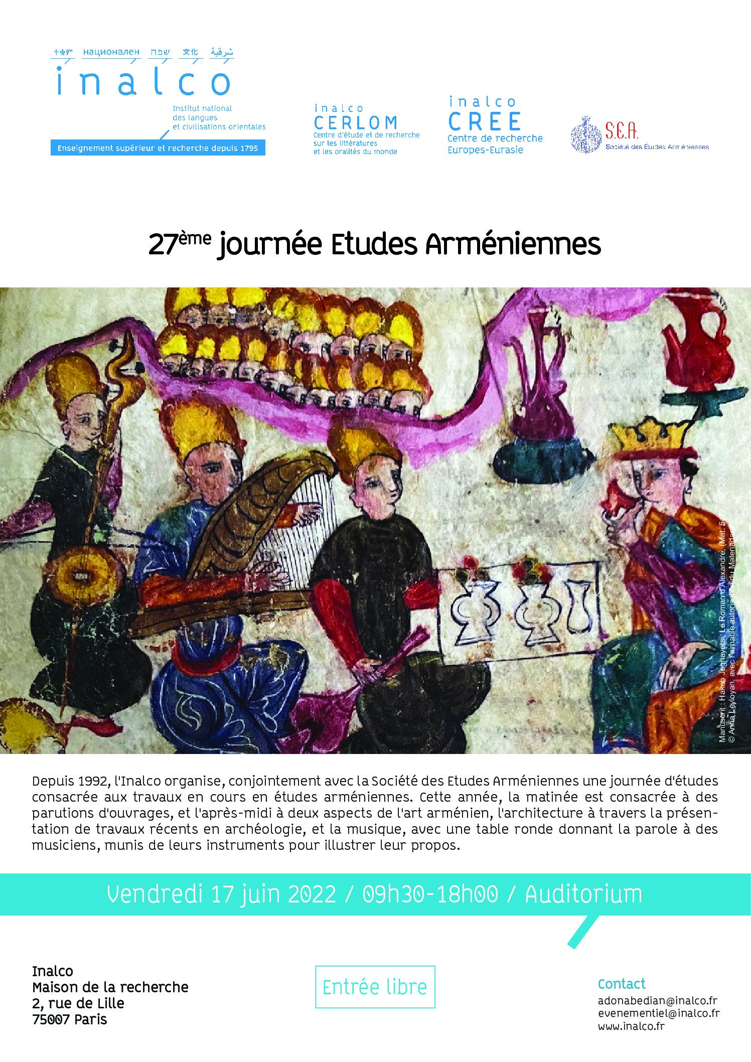 27ème Journée Etudes Arméniennes